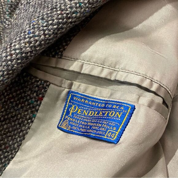 Men's Pendleton 100% Pure Virgin Wool Tweed Gray Blazer Size 44 - Picture 15 of 16